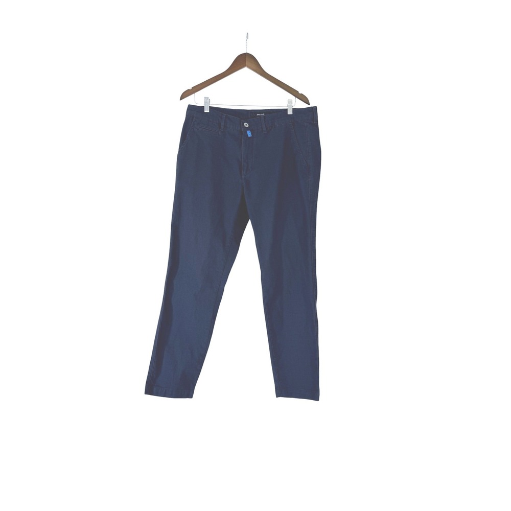 Pierre Cardin Lyon Futureflex Mens Navy Blue Textured Cotton Pants W38 L32 33757